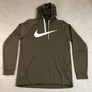 Nike Hoodie Mens Large Green Logo Dri-Fit Swoosh‎ Pullover Sportswear Sweatshirt